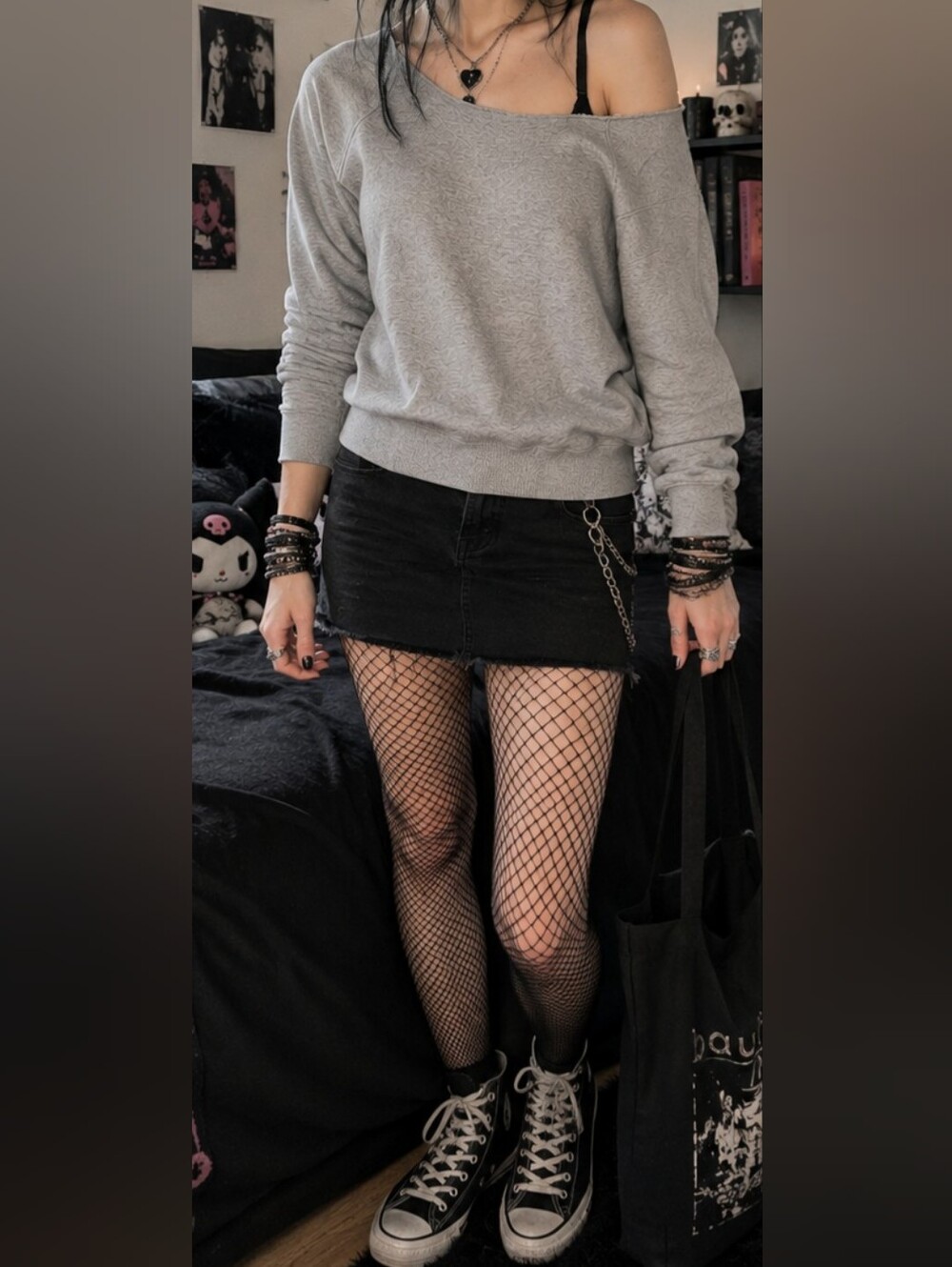 Victoria's Secret PINK Gray Raw Hem Wide Neck Sweatshirt Medium